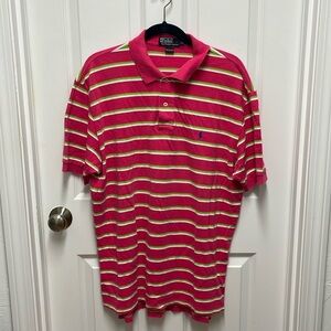 Polo Ralph Lauren Watermelon Pink and Lime/White Stripe - Size‎ XL